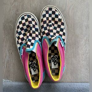 Multi-colored, checkered Vans